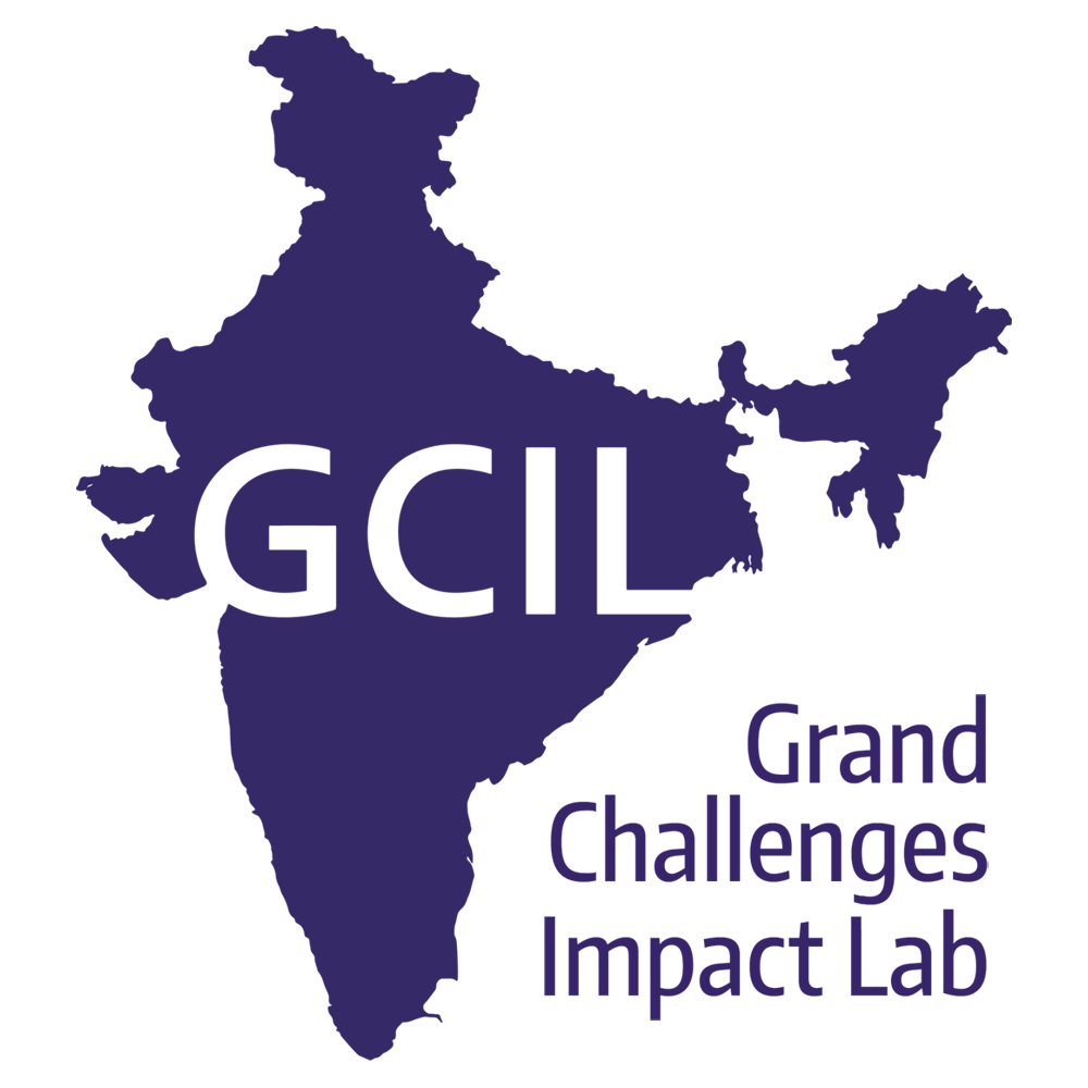 GCIL India logo, including the shape of the country and the name of the program, Grand Challenges Impact Lab
